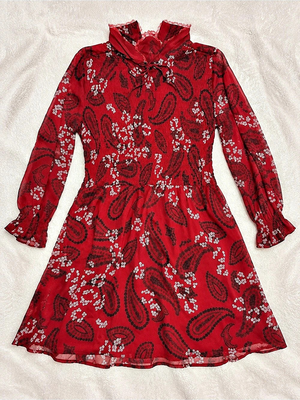 Abercrombie & Fitch Paisley Dress in Red & Black Size Large